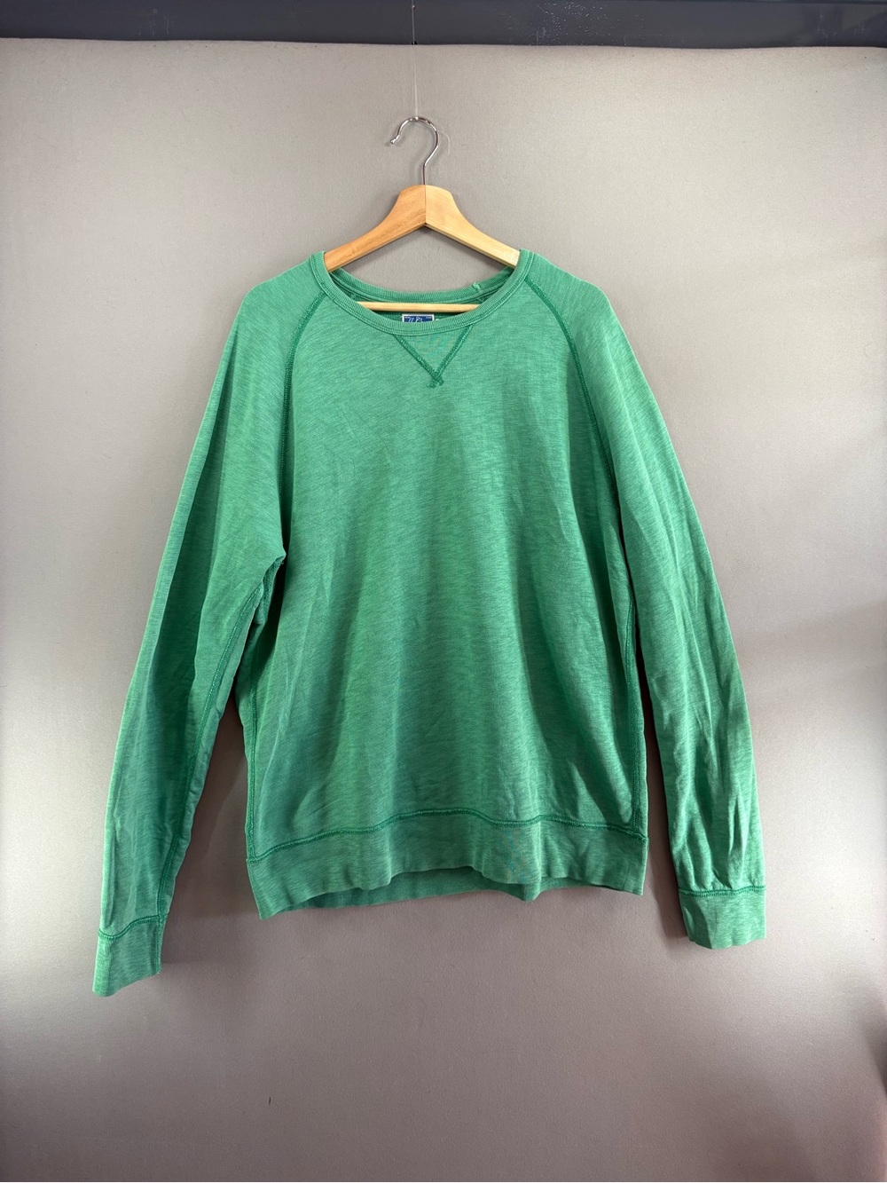 J.Crew VTG Fleece Sweatshirt Mens XL Green French Terry Crewneck Pullover